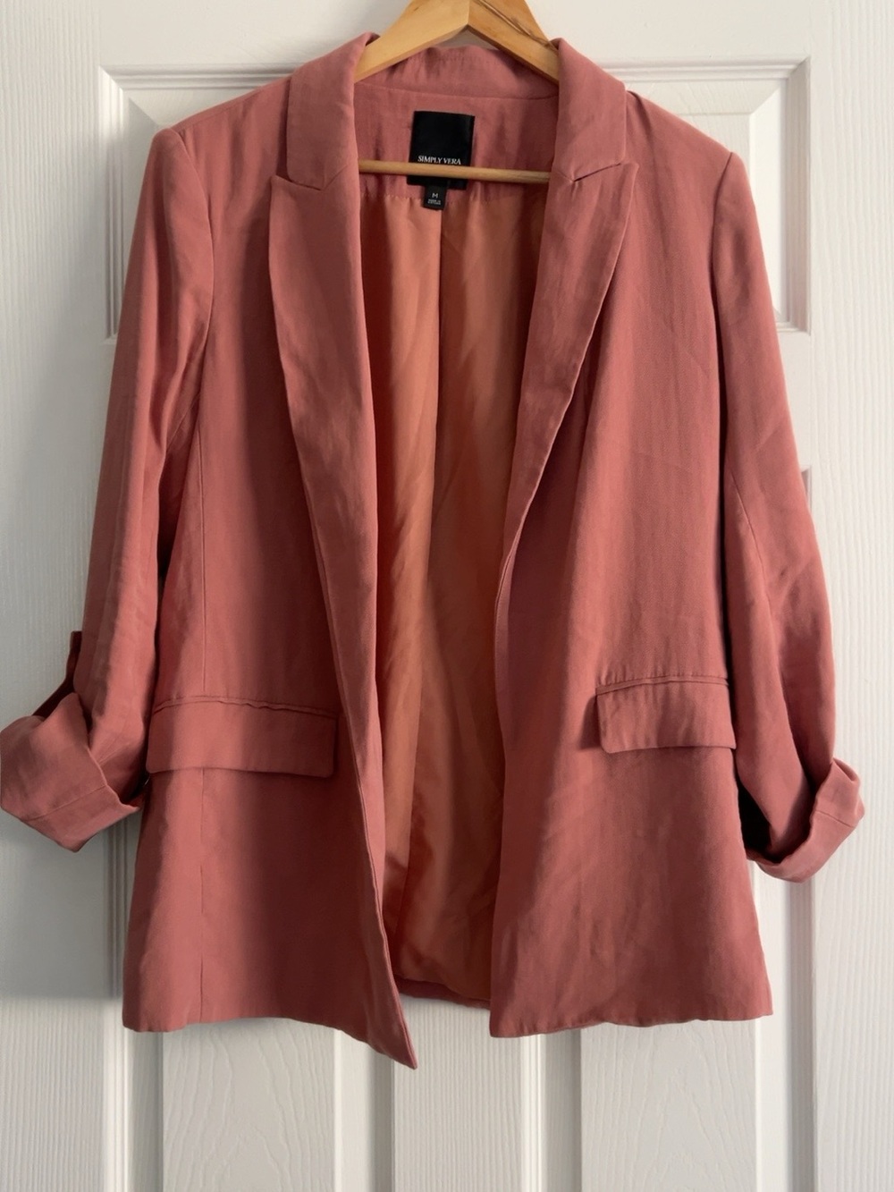 Simply Vera Vera Wang Dusty Rose Roll Tab Relaxed Blazer M